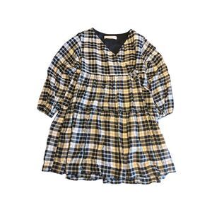 Zara kids size 8 tartan plaid black white wrap dress fall winter